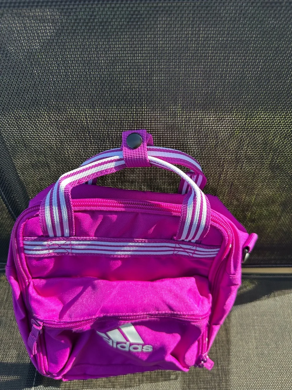 Adidas Squad Insulated Lunch Bag fuchsia pink white Adidas logo on the front